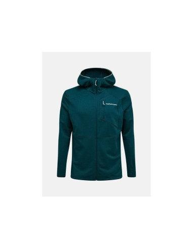 Bluza męska peak performance m trail polartec power grid zip hood kolor zielony