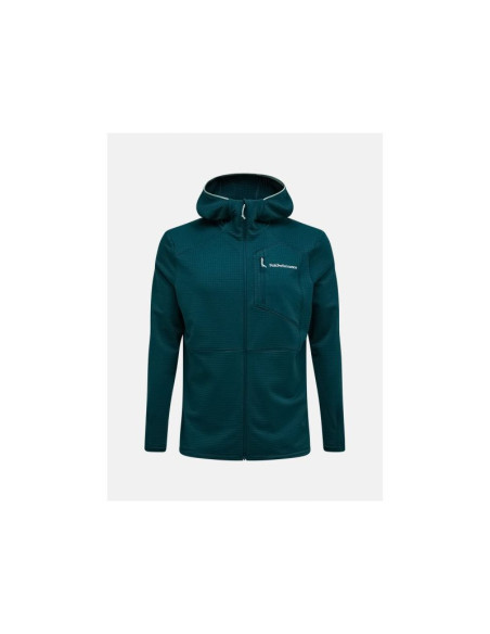 Bluza męska peak performance m trail polartec power grid zip hood kolor zielony