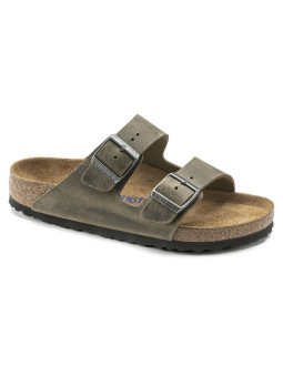 Klapki damskie/męskie birkenstock arizona soft footbed oiled leather narrow faded khaki na wąską stopę olejowana skóra (1019377)