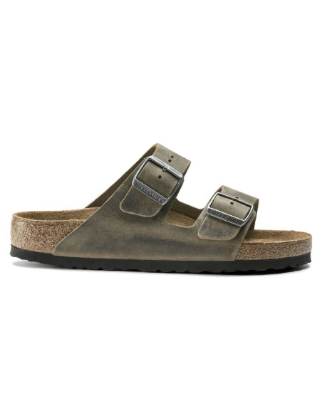 Klapki damskie/męskie birkenstock arizona soft footbed oiled leather narrow faded khaki na wąską stopę olejowana skóra (1019377)