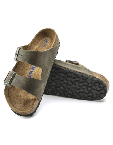 Klapki damskie/męskie birkenstock arizona soft footbed oiled leather narrow faded khaki na wąską stopę olejowana skóra (1019377)