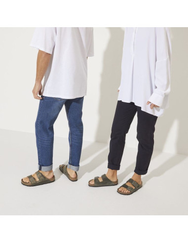Klapki damskie/męskie birkenstock arizona soft footbed oiled leather narrow faded khaki na wąską stopę olejowana skóra (1019377)