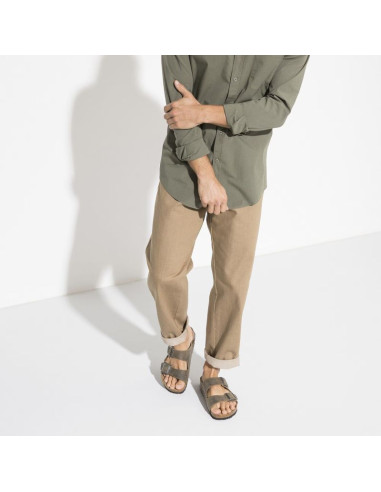 Klapki damskie/męskie birkenstock arizona soft footbed oiled leather narrow faded khaki na wąską stopę olejowana skóra (1019377)