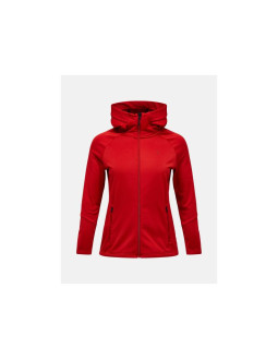 Bluza damska peak performance w rider essentials midlayer zip hood kolor czerwony