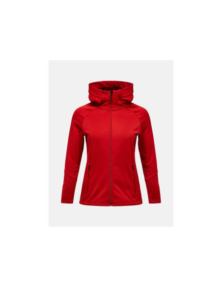 Bluza damska peak performance w rider essentials midlayer zip hood kolor czerwony