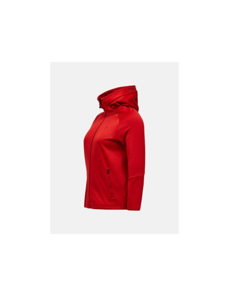 Bluza damska peak performance w rider essentials midlayer zip hood kolor czerwony