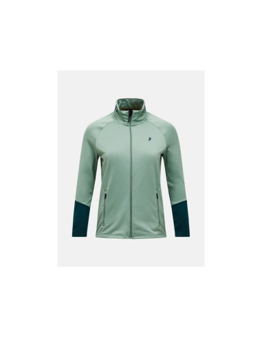 Bluza damska peak performance w rider essentials midlayer zip jacket kolor zielony