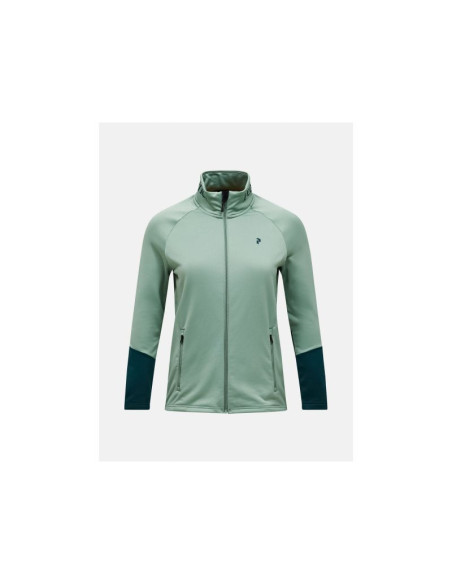 Bluza damska peak performance w rider essentials midlayer zip jacket kolor zielony