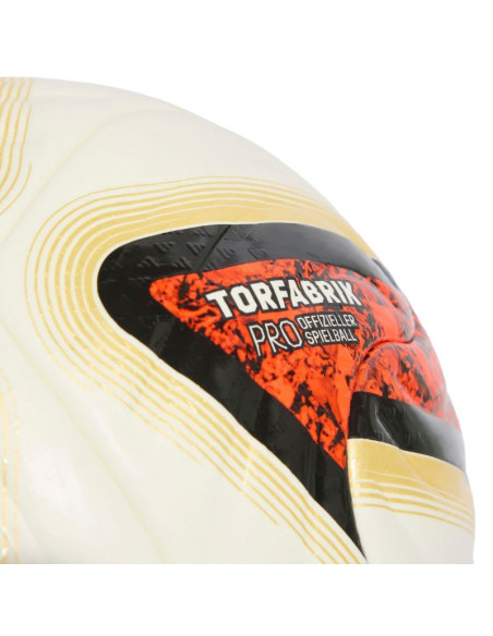 Piłka nożna adidas bundesliga 26/27 torfabrik pro biało-pomarańczowo-złota kg6037