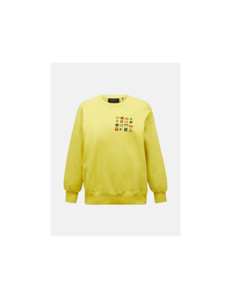 Bluza damska peak performance w terry graphic crew kolor żółty
