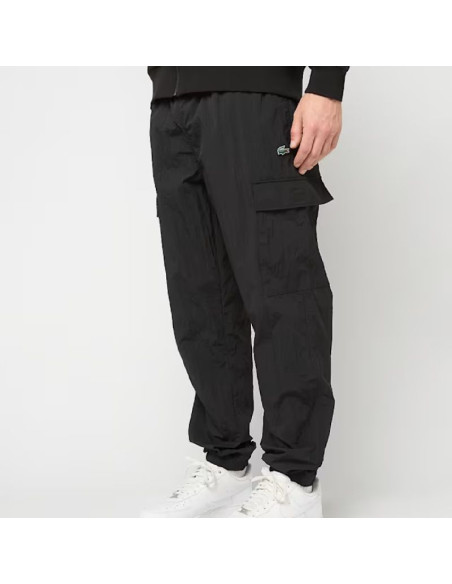 Męskie spodnie sportowe lacoste woven cargo joggers czarne - xh5121-00-031