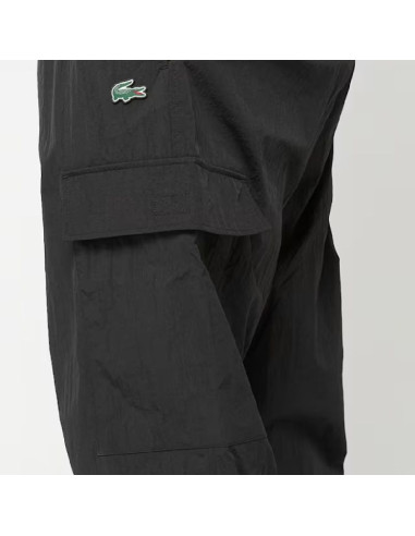 Męskie spodnie sportowe lacoste woven cargo joggers czarne - xh5121-00-031