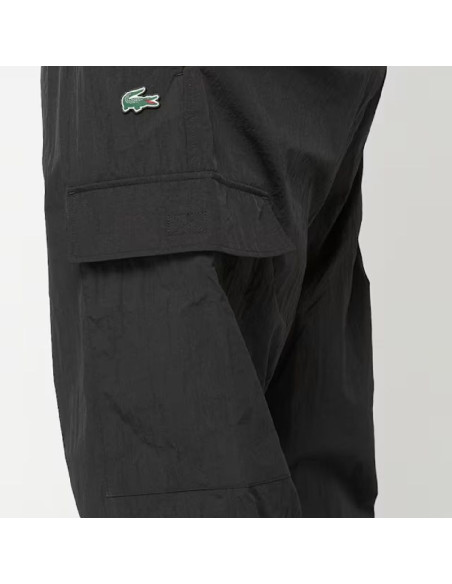 Męskie spodnie sportowe lacoste woven cargo joggers czarne - xh5121-00-031