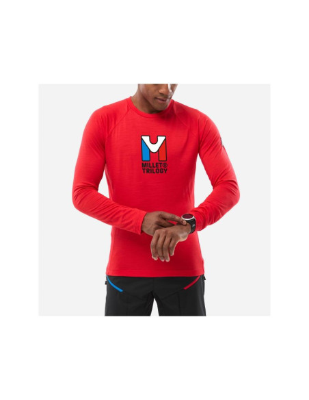 Koszulka męska millet trilogy wool ts ls m czerwona