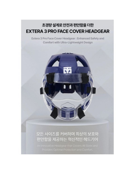 Kask z osłoną twarzy extera 3 pro world taekwondo (wt) | mooto