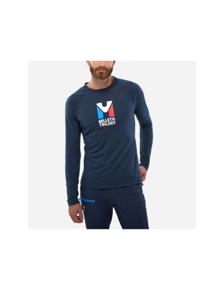 Koszulka męska millet trilogy wool ts ls m granatowa
