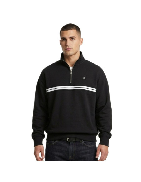 Bluza dresowa calvin klein zip fleece hoodie logo tape black - lz04re285g-ub1
