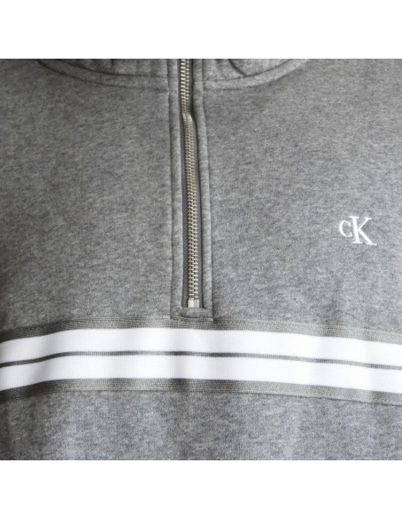 Bluza dresowa calvin klein zip fleece hoodie logo tape grey heather - lz04re285g-p7e