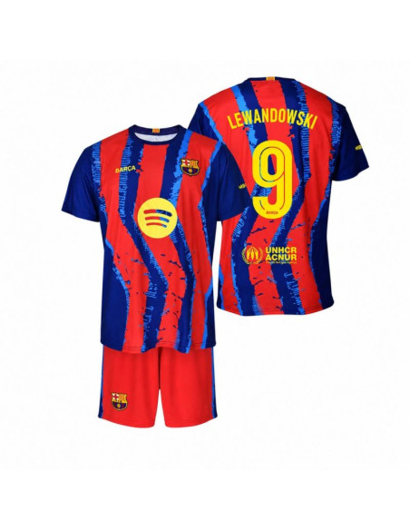 Fc barcelona robert lewandowski komplet koszulka spodenki junior box 2025/26 bc59el