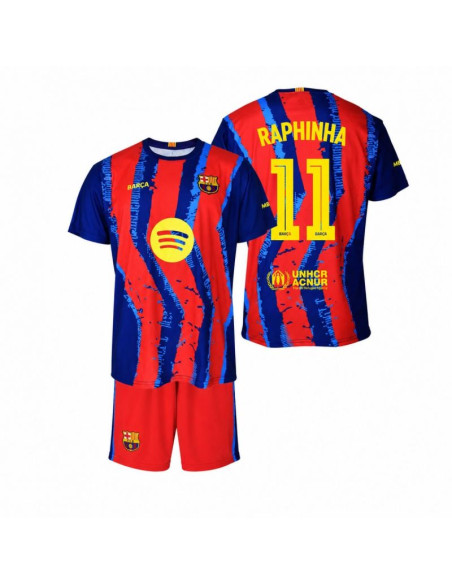 Fc barcelona raphinha komplet koszulka spodenki junior box 2025/26 bc59er