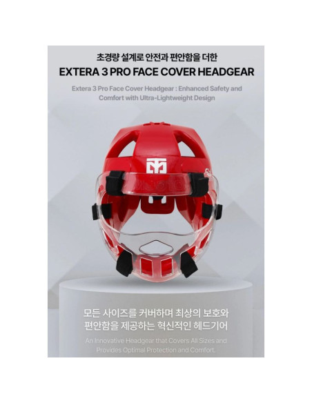 Kask z osłoną twarzy extera 3 pro world taekwondo (wt) | mooto