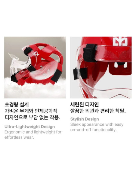 Kask z osłoną twarzy extera 3 pro world taekwondo (wt) | mooto