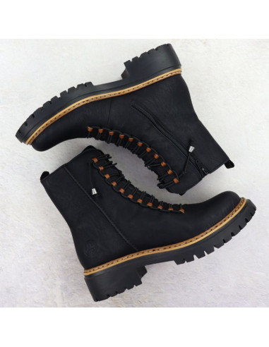 Botki damskie workery czarne rieker 72653-00
