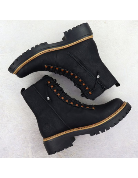 Botki damskie workery czarne rieker 72653-00