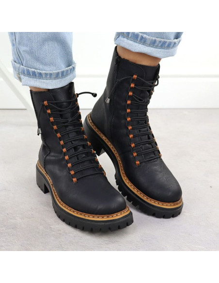 Botki damskie workery czarne rieker 72653-00