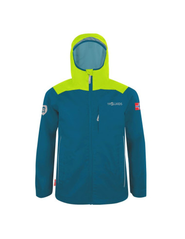 Kurtka przeciwdeszczowa dziecięca dla chłopca/dziewczynki trollkids kids bergen jacket petrol/lime (610-151)