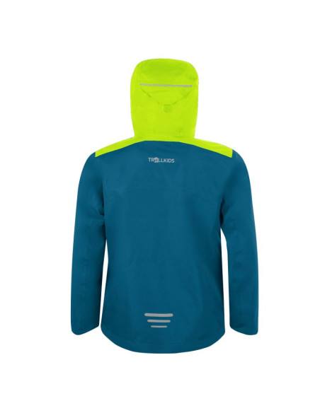 Kurtka przeciwdeszczowa dziecięca dla chłopca/dziewczynki trollkids kids bergen jacket petrol/lime (610-151)