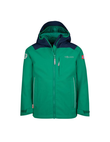 Kurtka przeciwdeszczowa dziecięca dla chłopca/dziewczynki trollkids kids bergen jacket pepper green/navy (610-327)
