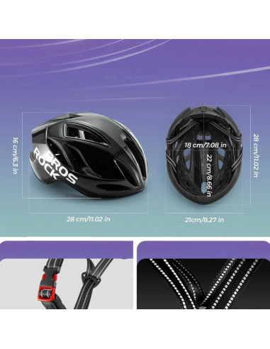 Kask rowerowy rockbros ts-42 lekki 58-62 cm - czarny