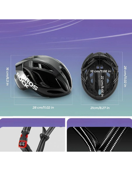 Kask rowerowy rockbros ts-42 lekki 58-62 cm - czarny