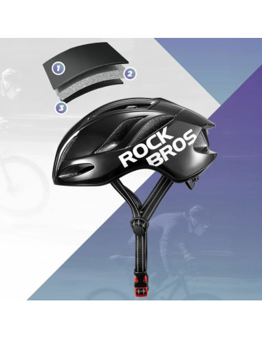 Kask rowerowy rockbros ts-42 lekki 58-62 cm - czarny