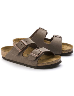 Klapki birkenstock arizona kids birko-flor nubuk mocha narrow wąskie dziecięce młodzieżowe (0552893)