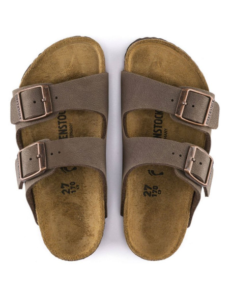 Klapki birkenstock arizona kids birko-flor nubuk mocha narrow wąskie dziecięce młodzieżowe (0552893)