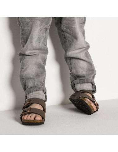 Klapki birkenstock arizona kids birko-flor nubuk mocha narrow wąskie dziecięce młodzieżowe (0552893)