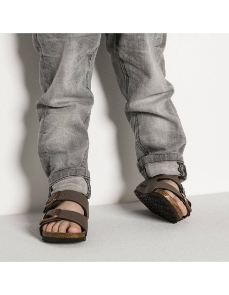 Klapki birkenstock arizona kids birko-flor nubuk mocha narrow wąskie dziecięce młodzieżowe (0552893)
