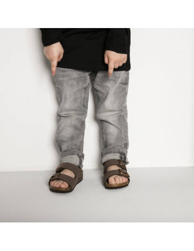 Klapki birkenstock arizona kids birko-flor nubuk mocha narrow wąskie dziecięce młodzieżowe (0552893)
