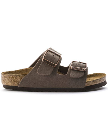Klapki birkenstock arizona kids birko-flor nubuk mocha narrow wąskie dziecięce młodzieżowe (0552893)