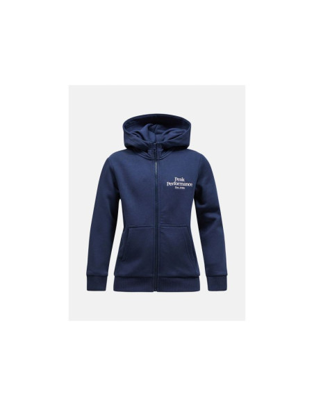 Bluza juniorska peak performance original zip hood junior kolor granatowy