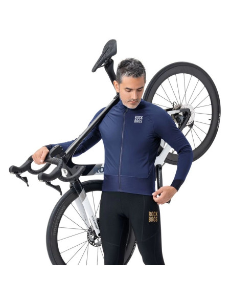 Kurtka rowerowa rockbros ydwt014 zimowa polarowa dwuwarstwowa rozmiar xxl - niebieska