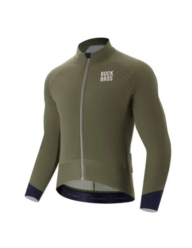 Kurtka rowerowa rockbros ydwt014 zimowa polarowa dwuwarstwowa rozmiar xxl - zielona