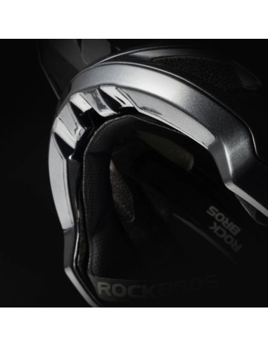 Kask rowerowy rockbros lk-99 na rower górski z regulowanym daszkiem i zapięciem magnetycznym 58-62 cm - czarny