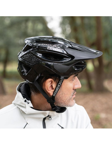Kask rowerowy rockbros lk-99 na rower górski z regulowanym daszkiem i zapięciem magnetycznym 58-62 cm - czarny