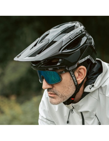 Kask rowerowy rockbros lk-99 na rower górski z regulowanym daszkiem i zapięciem magnetycznym 58-62 cm - czarny