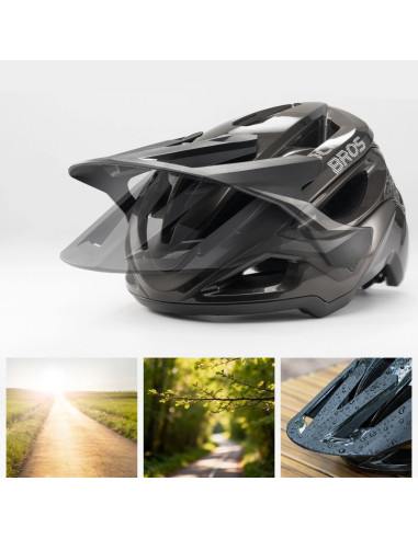 Kask rowerowy rockbros lk-99 na rower górski z regulowanym daszkiem i zapięciem magnetycznym 58-62 cm - tytanowy