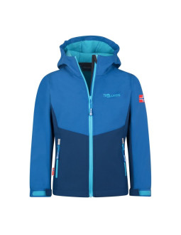 Kurtka trollkids kristiansand softshell alpejski niebieski/ciemny indigo/niebieski basenowy (320-144)