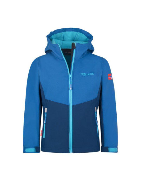 Kurtka trollkids kristiansand softshell alpejski niebieski/ciemny indigo/niebieski basenowy (320-144)
